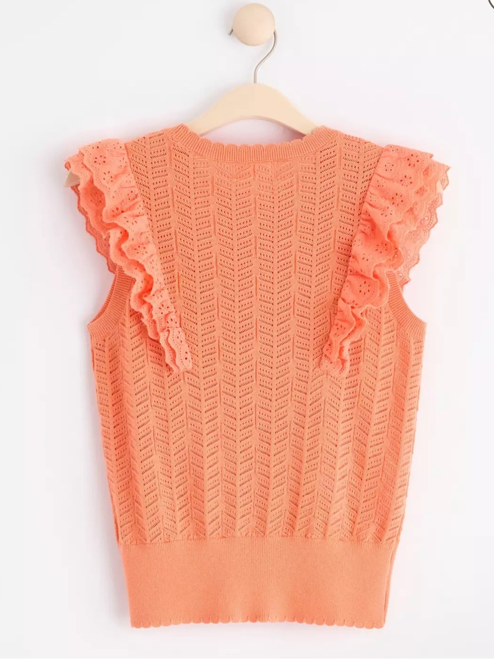 Lovely Melody Orange Ruffle Knit Sleeveless Top XL - Picture 2 of 2